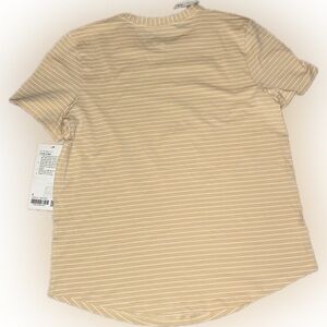 🌟 Lululemon Love Crew Tee |NWT| Size 6 | Sand beige & White Stripe | Pima Cotton